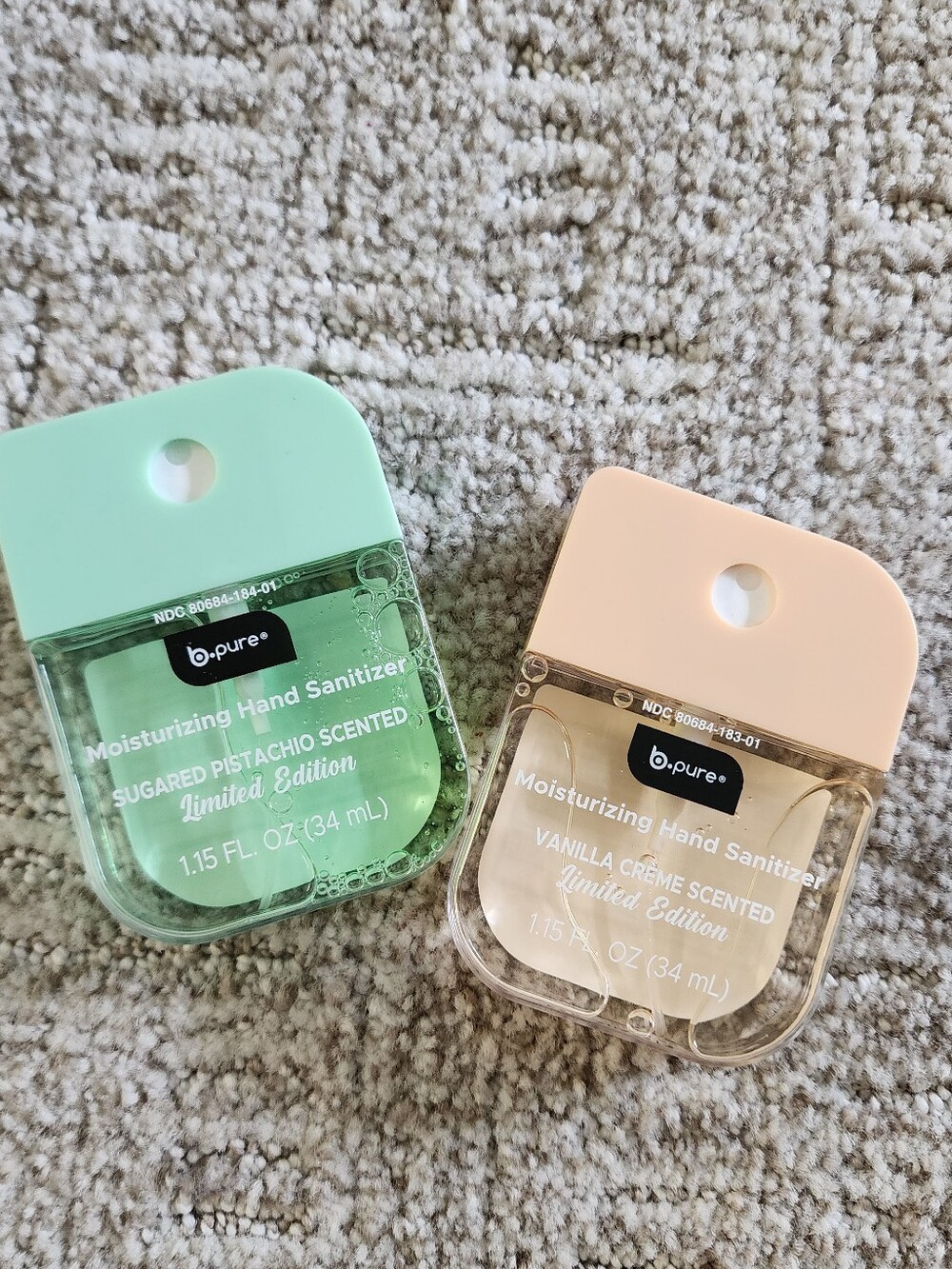 b pure Moisturizing Hand Sanitizer Duo - Pistachio & Vanilla Limited Edition New